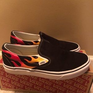 flame slip on vans